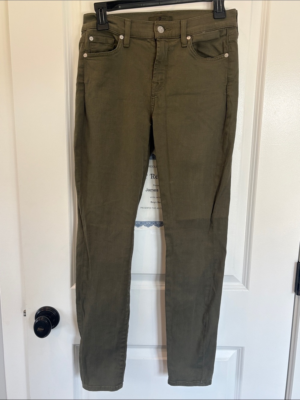 7 For All Mankind Olive Green Skinny Jeans